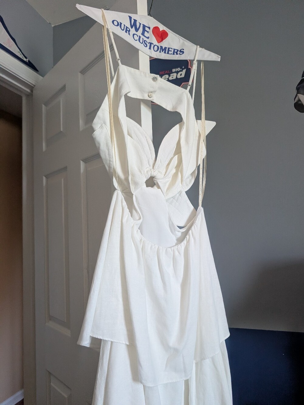 Farm Rio 3d Linen Flower Dress White Maxi Dress - Picture 8 of 9